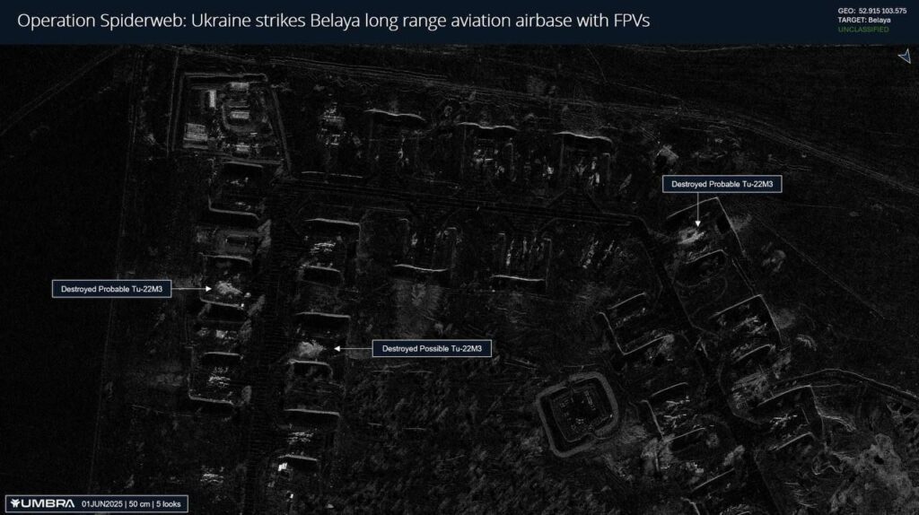 Umbra SAR – distrugere a mai multor Tu-22M3 la baza aeriană Belaya