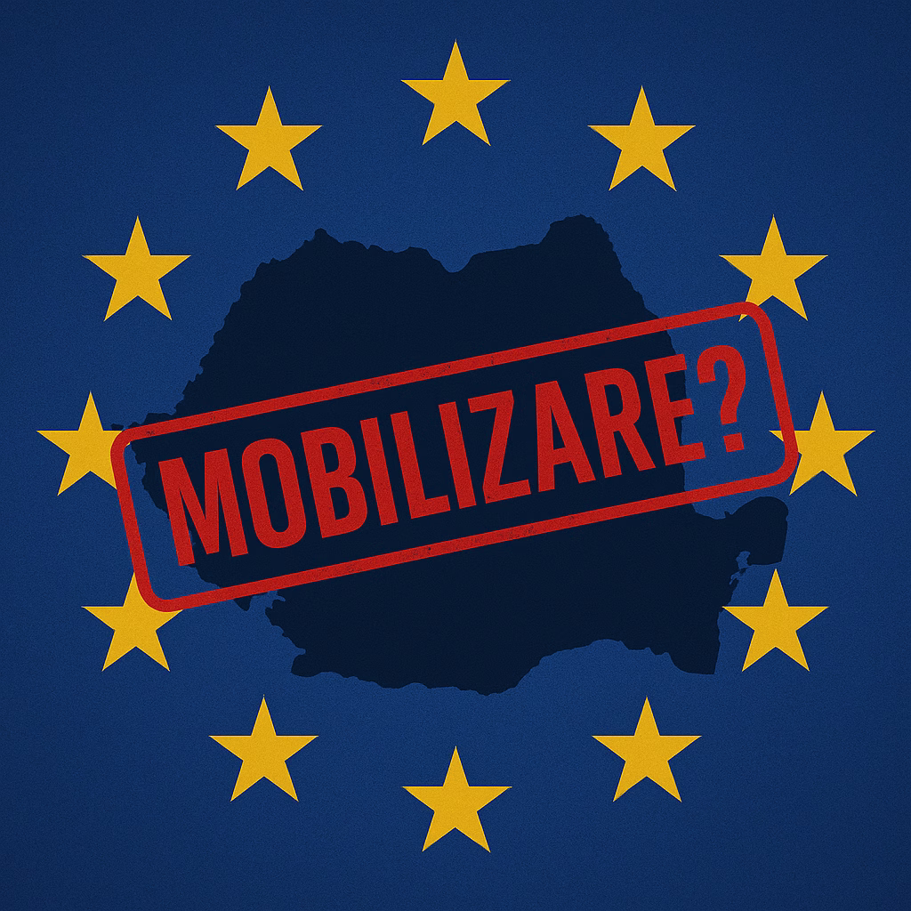 Harta României și Uniunea Europeană, reprezentând conflictul legal dintre legea română și dreptul UE privind mobilizarea românilor din diaspora.